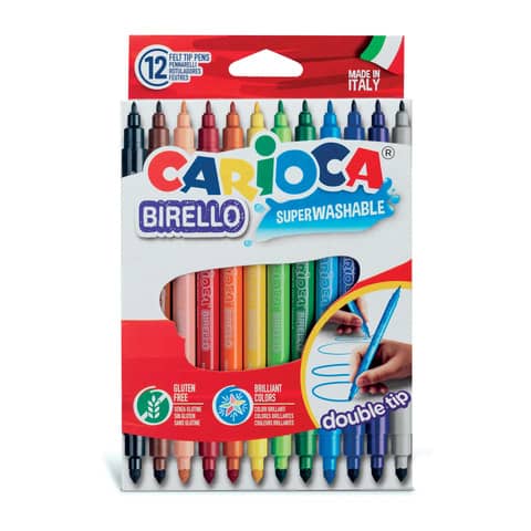 Pennarelli doppia punta Carioca Birello - conf. da 12 colori assortiti -
