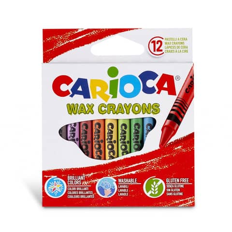 Pastelli a cera Carioca Wax Crayons punta 8 mm - conf. da 24 colori