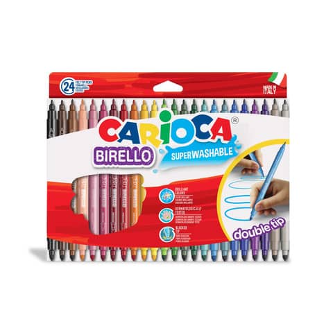 Pennarelli doppia punta Carioca Birello - conf. da 24 colori assortiti -
