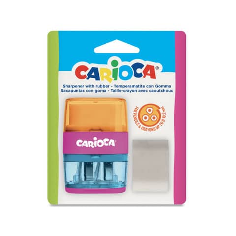 Temperamatite a 2 fori Carioca con gomma e serbatoio -