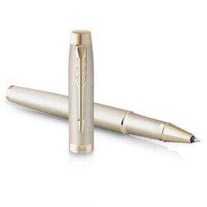 Penna roller monocromatica Parker punta fine nero finitura champagne