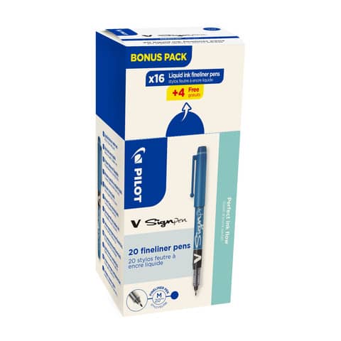 Fineliner Pilot V SIGN PEN Green Pack 20 pezzi 2 mm blu -