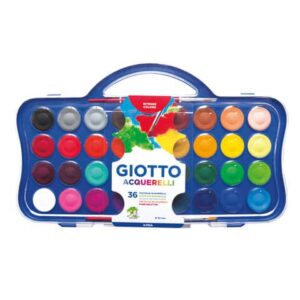Acquerelli Giotto Ø 30 mm 36 colori assortiti + 2 pennelli -