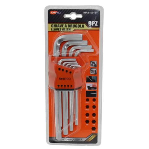 Emi Assorted Allen Key Kit - hexagonal bit - pack of 9 -