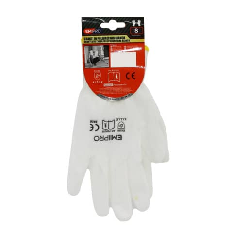 Guanti da lavoro in poliuretano Emi - 7/S - bianco - EN 388 4131X -