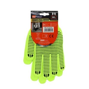 Guanti da lavoro in nylon Emi antiscivolo - 9/L - giallo fluo -