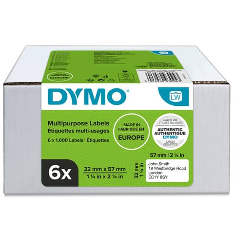 Etichette multiuso DYMO LW bianche conf. 6 pezzi da 1000 etichette 57x32 mm