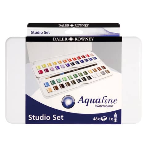 Acquerelli Daler Rowney Aquafine Studio Set - 48 mezzi godet +