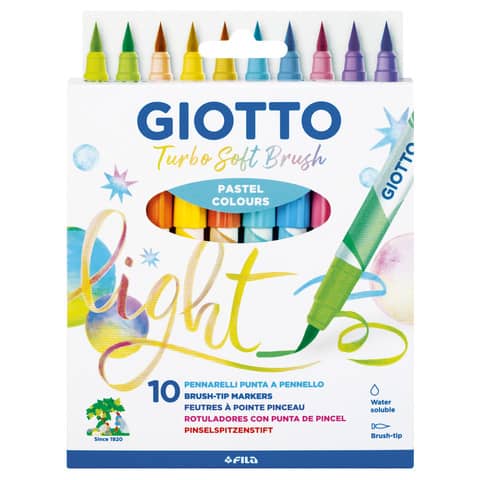 Pennarelli acquerellabili con punta a pennello Giotto Turbo Soft Brush conf.