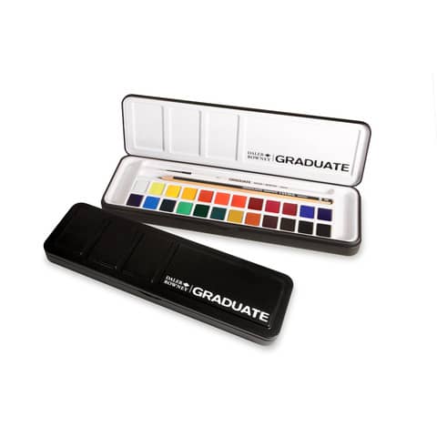 Acquerelli Daler Rowney Graduate Set 24 mezzi godet + pennello +
