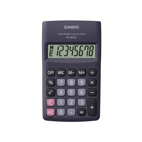 Calcolatrice tascabile ad 8 cifre Casio con cover in plastica blu