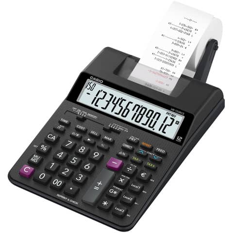 Calcolatrice scrivente Casio display 12 cifre - alimentatore incluso nero