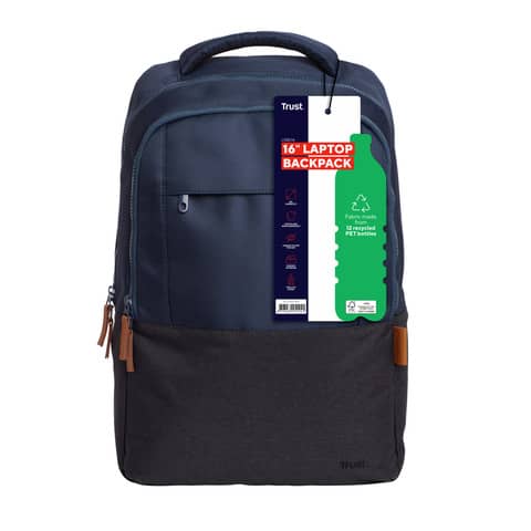 Zaino per laptop Trust Lisboa capacità fino a 16'' eco-friendly - blu -
