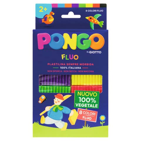Panetti di plastilina 100% vegetale Pongo by Giotto 264 g conf. da 8 colori