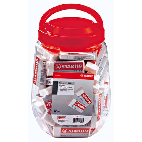Gomma bianca Stabilo Legacy senza PVC conf. 60 pz 22x11x62 mm