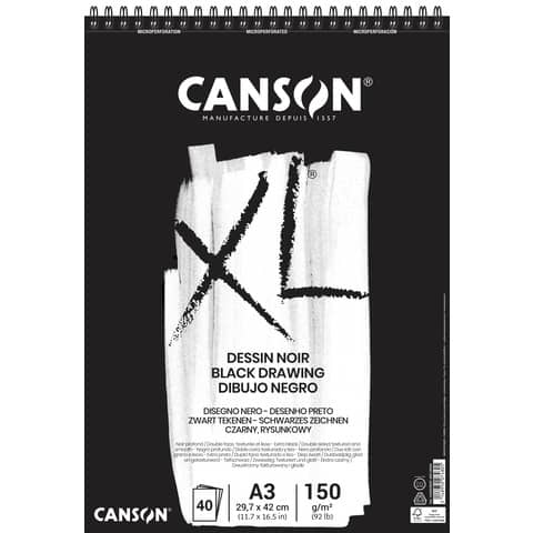 Blocco spiralato Canson Black XL nero 150 g/m² 40 fogli A3