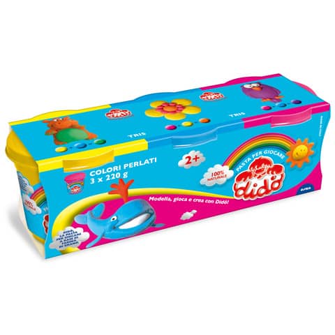 Pasta modellabile Didò Tris 220 g - conf. 3 pezzi - giallo, azzurro, magenta