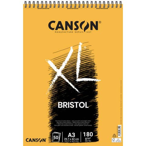 Blocco spiralato Canson Bristol XL 50 ff A3 180 g/m²