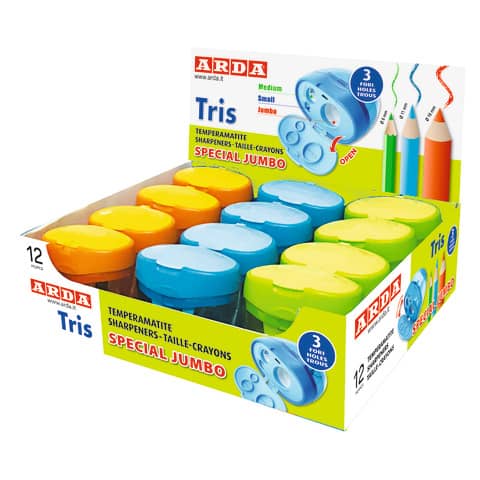 Display stand 12 Arda assorted 3-hole pencil sharpeners