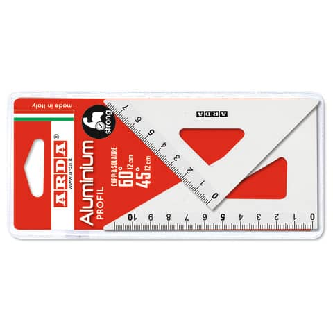Set 2 squadre 12 cm da 45° + 60° Arda in alluminio
