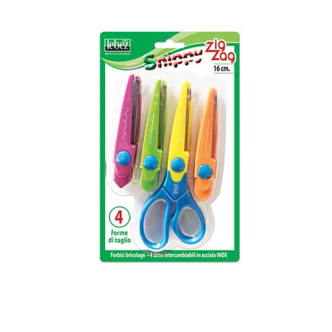 Forbice Lebez Zig-Zag con 4 lame acciaio inox intercambiabili da 16 cm -