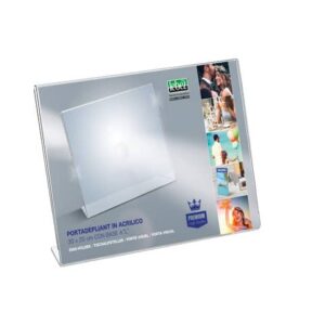 Portadepliant in acrilico con base a L Lebez formato 30x20 cm - orizzontale -