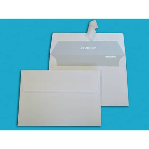 Busta bianca con lembo Blasetti Strip 80 g/m2 in conf. da 500 buste 114x162 mm