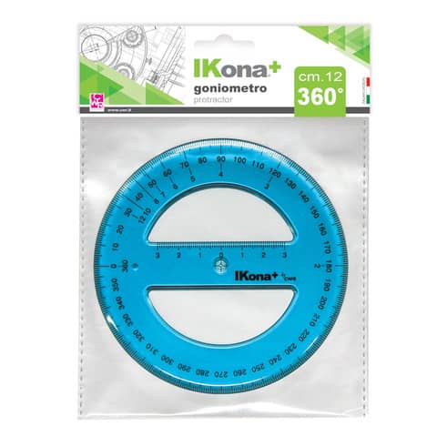 Goniometro circolare IKona+ 360° - Ø 12 cm - azzurro trasparente -