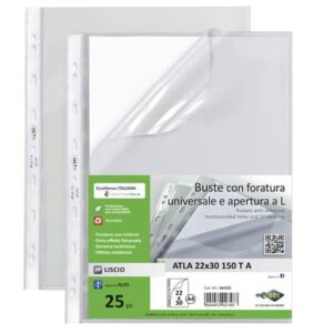 Busta a perforazione universale Sei Rota Atla T A apertura a L formato 22x30 cm -