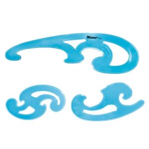 Set of 3 Ikona curvilines light blue
