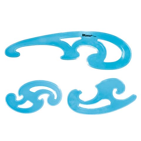 Set 3 curvilinee Ikona colore azzurro