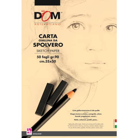 Blocco carta da spolvero DOM giallo tenue 90 g 35x50 cm - 50 fogli -