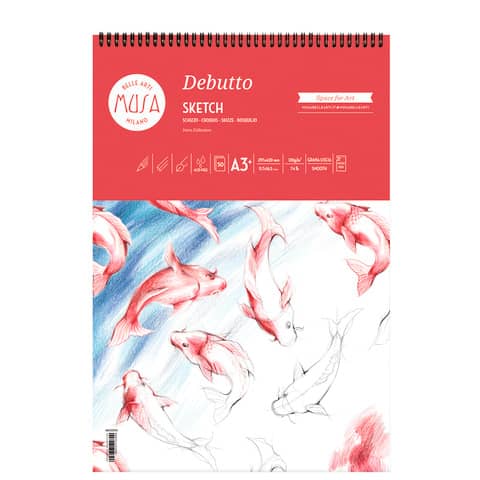 Blocco con spirale Musa Debutto A3 120g/m2 - 50 fogli -