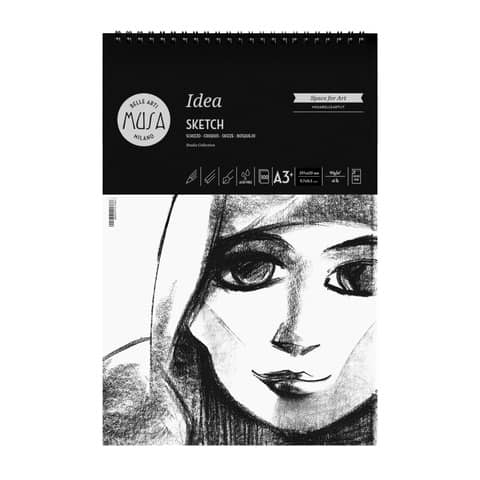 Musa Idea Sketch Fine Art Spiral-Book - 90 g - A4 100 sheets -