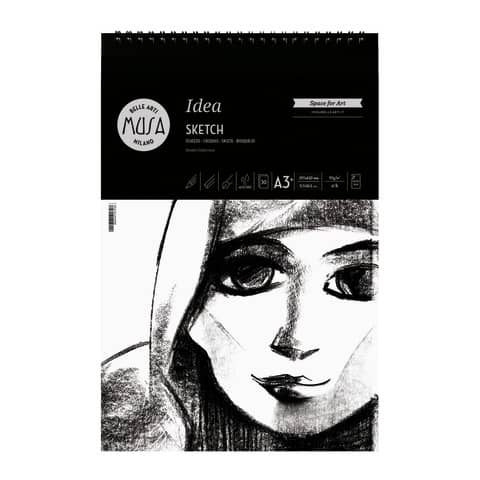 Blocco con spirale Belle Arti Musa Idea Sketch - 90 g - A3 30 fogli -
