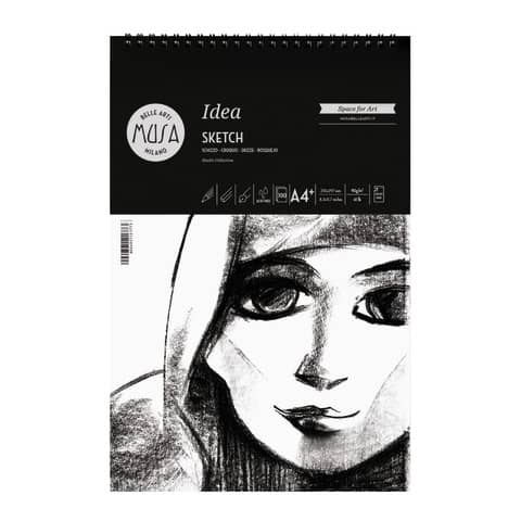Blocco con spirale Belle Arti Musa Idea Sketch - 90 g - A4 100 fogli -