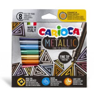 Pennarelli Carioca Metallic a punta fine - conf. da 8 colori assortiti -
