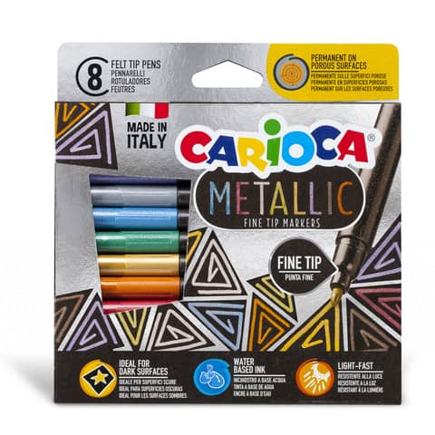 Pennarelli Carioca Metallic a punta fine - conf. da 8 colori assortiti -
