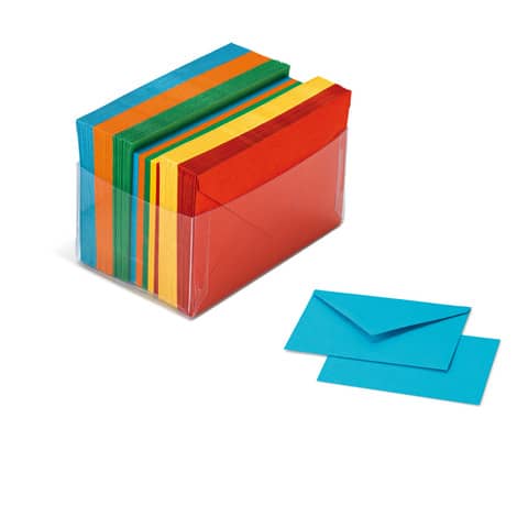 Favini Burano Arcobaleno greeting cards with envelope 7,2x11 cm in pack 100
