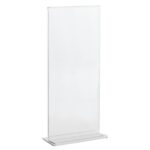 Portadepliant in PET Lebez con base a T formato 1/3 di A4 10x21cm -
