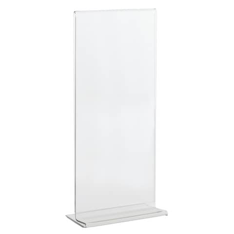 Portadepliant in PET Lebez con base a T formato 1/3 di A4 10x21cm -