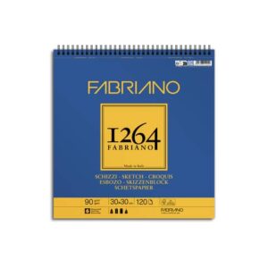 blocco spiralato Fabriano 1264 schizzi 90 g 30x30 cm - 120 fogli -