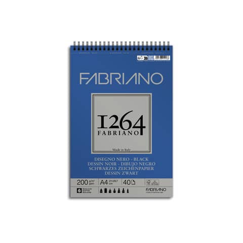 Blocco da disegno spiralato 1264 200 g - 40 fogli neri