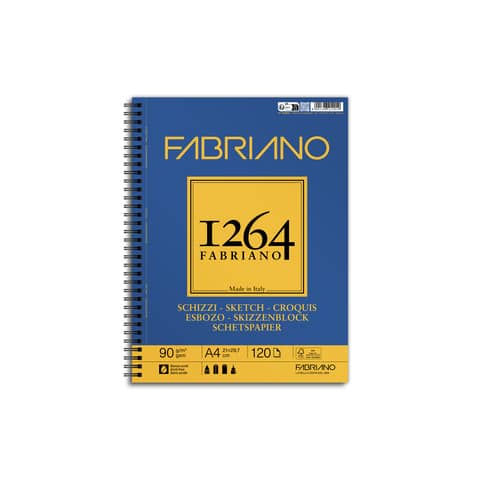 Blocco spiralato Fabriano 1264 schizzi 90 g 120 fogli A4 - spirale
