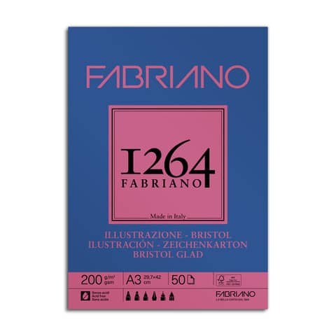 Blocco collato Fabriano Illustrazione 200 g - 50 fogli A3 -