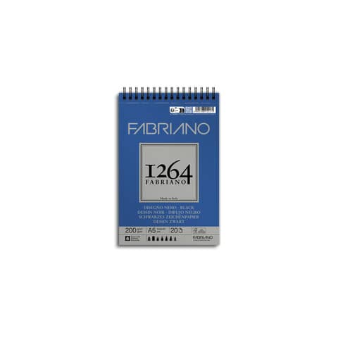Blocco da disegno spiralato 1264 200 g - 40 fogli neri