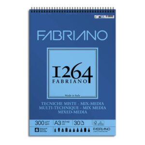 Blocco spiralato tecniche miste Fabriano 1264 - 300 g A3 - 30 fogli -
