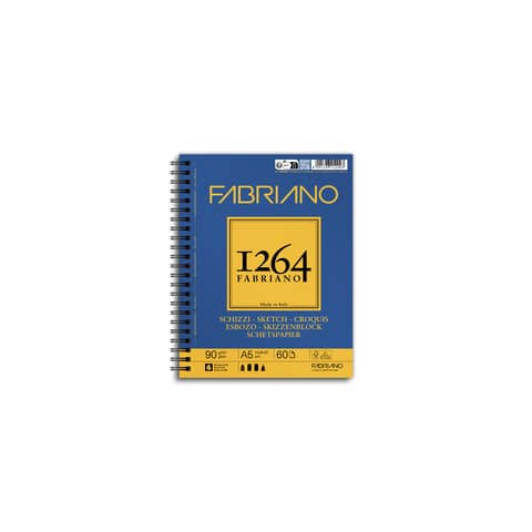 Blocco spiralato Fabriano 1264 schizzi 90 g 60 fogli A5 - spirale lato