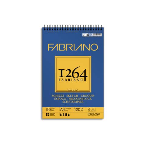 Blocco spiralato Fabriano 1264 schizzi 90 g 120 fogli A4 - spirale