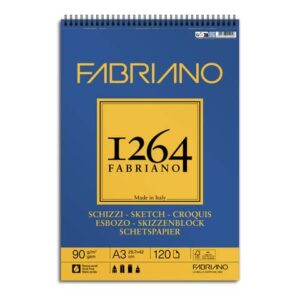Blocco spiralato Fabriano 1264 schizzi 90 g A3 - 120 fogli -
